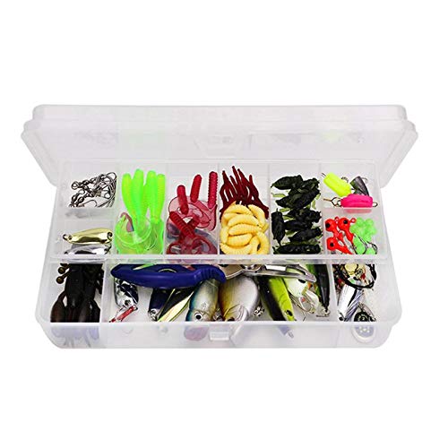 Kit De Leurres De Pêche RoseFlower – 106 Pièces, Leurres Durs, Souples, Hameçons, Boîte De Rangement, Pour Mer Et Rivière