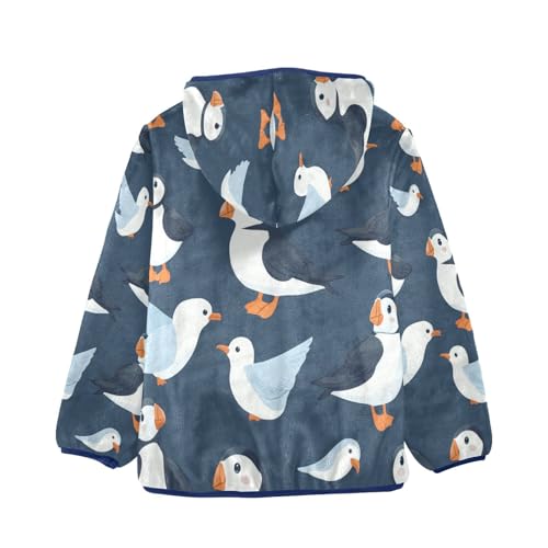 Birds Flying in Pattern Toddler Fleece Jacket Girl Boys Hooded Fleece Jacket Coat Warm Outwear Zip-up 3-10T2