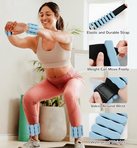 Image of Ankle & Wrist Weights for Women Men, Set of 2, 1 lb /2 lb Each | Adjustable Arm & Leg Weights, Soft Silicone Weighted Bracelet For Pilates Yoga Dance Walking Running Swimming Weight Loss
