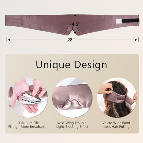 Image of ZIMASILK 100% 22 Momme Mulberry Silk Sleep Mask - Full Silk Filled, Ultra-Soft & Breathable, Face-Hugging Blackout Eye Cover for Sleeping (Gray Purple)