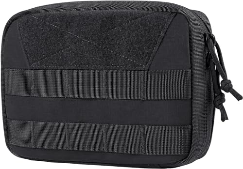 OneTigris MOLLE Pouch Tactical Admin Pouch Belt EDC Tool Organizer Zippered Utility Waist Pack 7.5x5x2(Black)