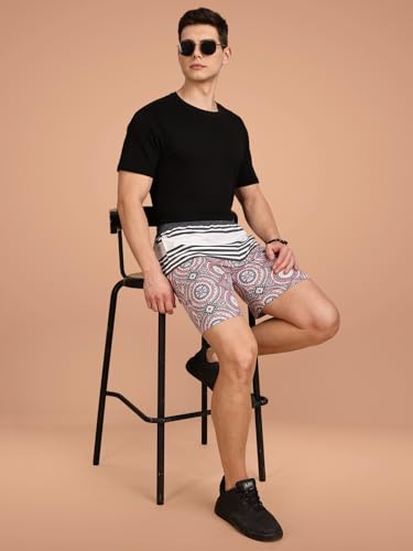 Image of BULLMER Regular Fit Cotton Blend Summer Shorts for Men - Pack of 1 | Printed Shorts for Men Onion