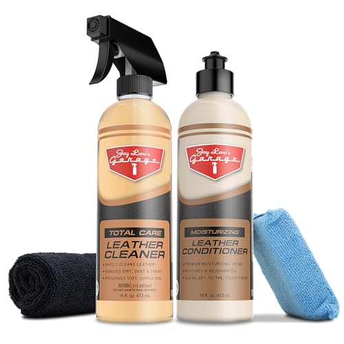 Jay Leno's Garage Leather Cleaner and Conditioner for Car Interior – Advanced Car Seat Leather Cleaner and Conditioner, Auto Leather Care Kit for Interior Detailing and Upholstery Cleaning