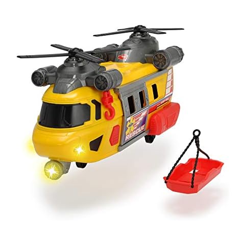 Dickie Toys - Rettungshubschrauber - 30 cm großer Helikopter mit Seilwinde und Trage, Suchscheinwerfer & Sound, Hubschrauber für Kinder ab 3 Jahren Cover
