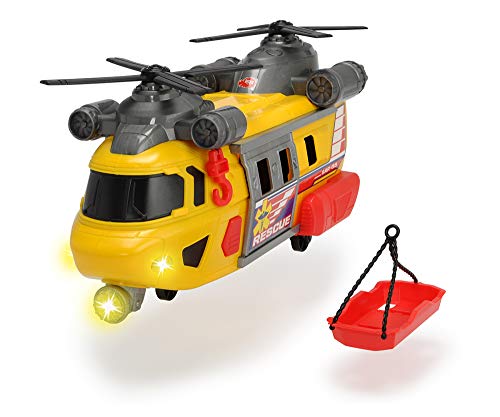 Dickie Toys - Rettungshubschrauber – 30 cm großer Helikopter mit Seilwinde und Trage, Suchscheinwerfer & Sound, Hubschrauber für Kinder ab 3 Jahren