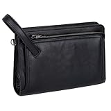 Ariscobull - Leather Clutch for Men - Wrist Bag - Men's wallets - Wrist Bag - 10.3x6.8INCH - Includes dustproof gift bag (Black)