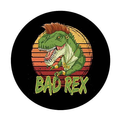 Bad punk dinosaur for a Punk dinosaur lover paleontologist PopSockets Swappable PopGrip, Black - Image 3