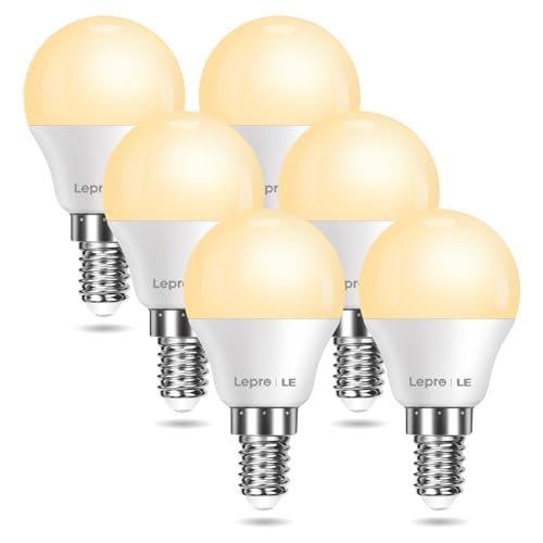 Lepro Bombilla LED E14, 4.2W Equivalente a 40W, 470LM Luz Cálida 2700K, Bombillas Casquillo Fino G45 de Ahorro de Energía, CRI> 80, Bombilla de Ángulo de haz de 180°, No regulable [6 Pcs]