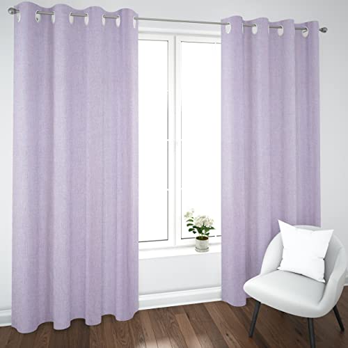 Dalina Textil - Cortinas Salón Dormitorio diseño de Lino - Cortinas Semitranslúcidas con Ojales Dos Paneles de 140 x 260 cm Color Lila