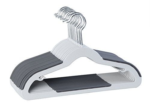 Image of Finnhomy Extra Strong 30 Pack Plastic Hangers for Baby and Kids, Durable Children Clothes Hangers with Non-Slip Pads, Great for Any Baby Clothes, Gray