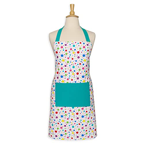 Cackleberry Home Rainbow Polka Dot Bib Apron Pocket Adjustable Strap Cotton #TOP2