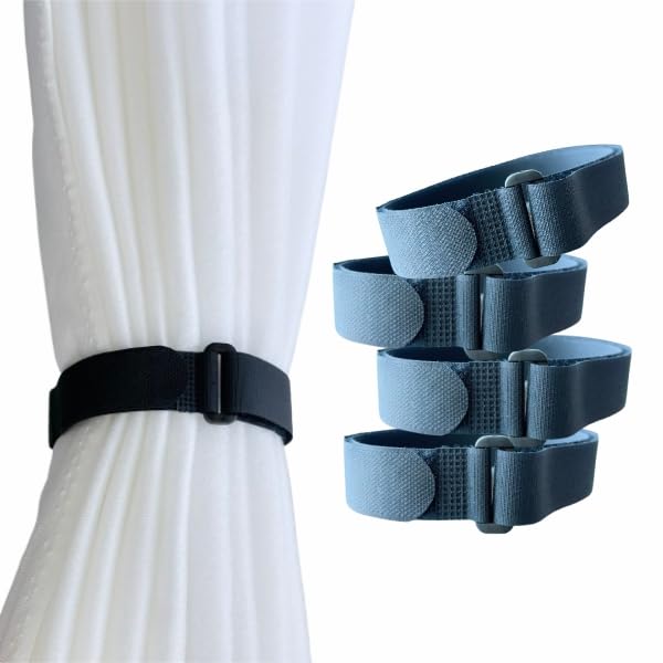Sky Strap Hook and Loop Curtain Strap | Reusable Curtain tie, Premium Hook and Loop Fastener for Curtains, Adjustable 700mmx25mm| Uses in Home Decor | Navy Blue, Pack of 4-image-19