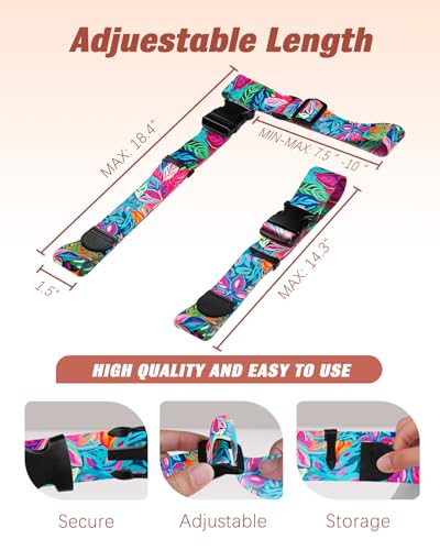 Image of Slohif Luggage Straps to Connect Two Suitcases - Adjustable Add A Bag Suitcase Connector Strap Belt Accessories to Hold Suitcases Together for Travel Leaf