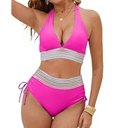 Sexy Bikini Mooie Nauwsluitende Badpakken voor Vrouwen Oranje Halter Hals Dames Badpak Set Tweedelige Bikini, Geplooid Mooi Nauwsluitende Badpak