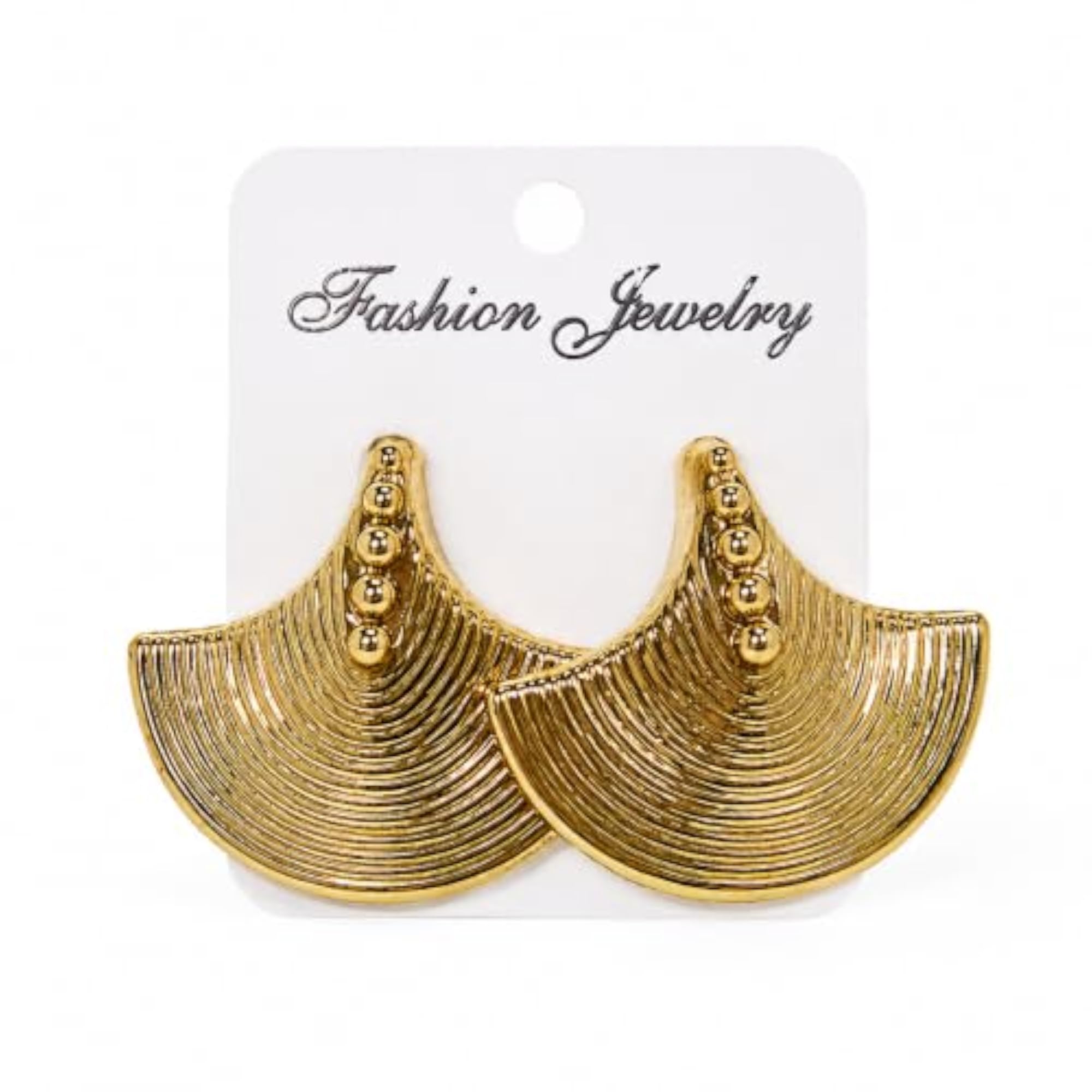 Plated Statement Earrings Combo, Geometric Shell Style