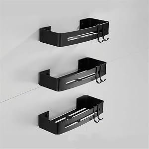 Shower Caddy Storage Rack - Wall Mounted 1-3 Tier Metal Aluminum Corner Shelf Organizer for Bathroom and Kitchen