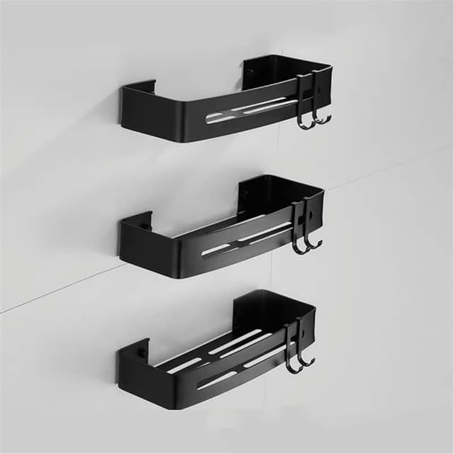 Shower Caddy Storage Rack - Wall Mounted 1-3 Tier Metal Aluminum Corner Shelf Organizer for Bathroom and Kitchen
