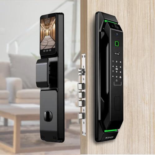 Image of Denler FLv2 8-in-1 Smart Door Lock | 3D Face ID | Fingerprint | App Unlock | LCD Camera | Inbuilt Wi-Fi | Alexa & Google Support | Android & iPhone | RFID | PIN | Key