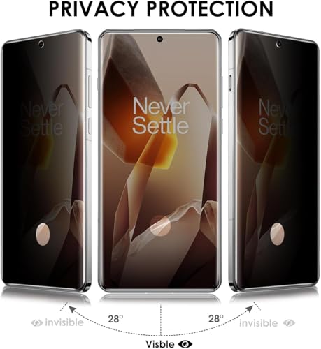 Image of EZ-GLAZ Privacy Tempered Glass for OnePlus 13 (Pack of 1) | Curved UV Privacy Glass | 9H Hardness | Anti-Spy Screen Protector | Fingerprint Unlock Support | HD Clarity | Case Friendly