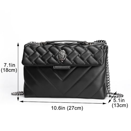 Image of Rejolly Rainbow Stripe Crossbody Shoulder Bag for Women Color Blocking PU Leather Colourful Purse with Chain Strap | PU Leather, with Chain Strap
