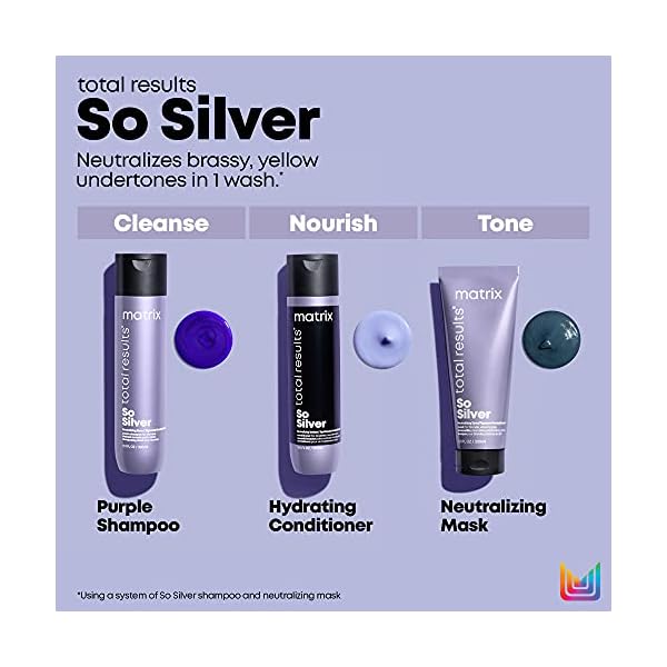 Matrix So Silver Toning Purple Hair Mask | Deep Conditioning | Repairs Damaged Blonde & Silver Hair |Neutralizes Yellow Tones | For Color Treated Hair | 6.8 Fl. Oz.| Packaging May Vary | Vegan