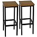 WOLTU 2 X Tabouret de Bar Tabouret Bistro Structure en Acier Stable, Surface de Bout en Bois Massif BH86hei-2