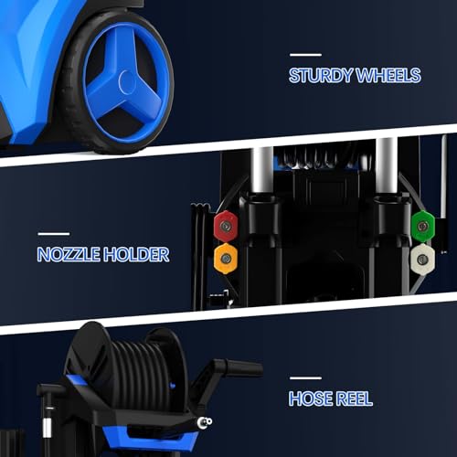 Pecticho Electric Pressure Washer 4200PSI Max 2.8 GPM Power Washer with Smart Control and 3 Levels of Adjustment Effortlessly Cleaning Car Patio Blue