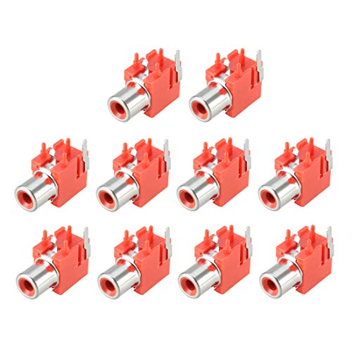 uxcell Panel PCB conector RCA hembra rojo 10 pzas miniatura 1
