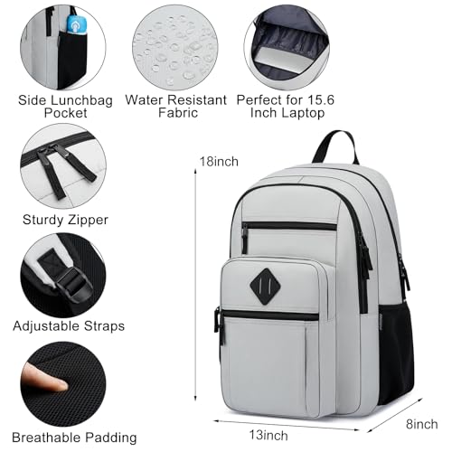 Image of ZUBOND Backpack for School, Lightweight Boys Girls Backpack Fits 15.6 Inch Notebook, Water Bottle Pocket - Ideal for Teens, College Students, Adults