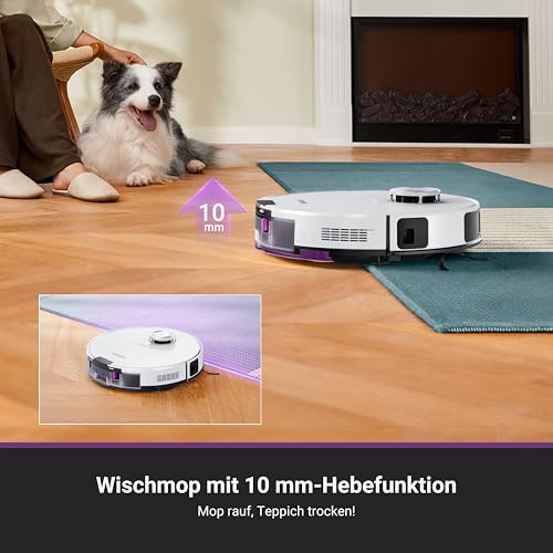 EUREKA E20 Plus Saugroboter mit Absaugstation ohne Beutel, Staubsaugroboter 8000 Pa, Anti-Wickel, 180 Minuten Laufzeit… – Ansicht 4