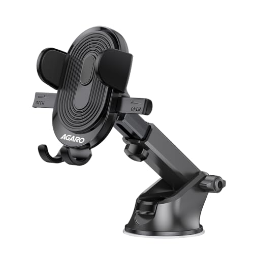 Image of AGARO MH6161 Car Mobile Holder for Dashboard, 360 Adjustable Phone Mount with Strong Grip, Secure & Stable Hold, Easy One-Hand Operation for Navigation, Calls & Hands-Free Driving