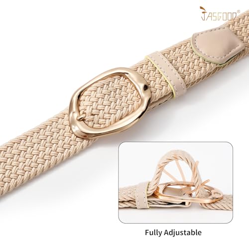 JASGOOD Braided Elastic Belt for Women Stretchy Woven Golf Belt Casual Web Belt for Jeans Pants2