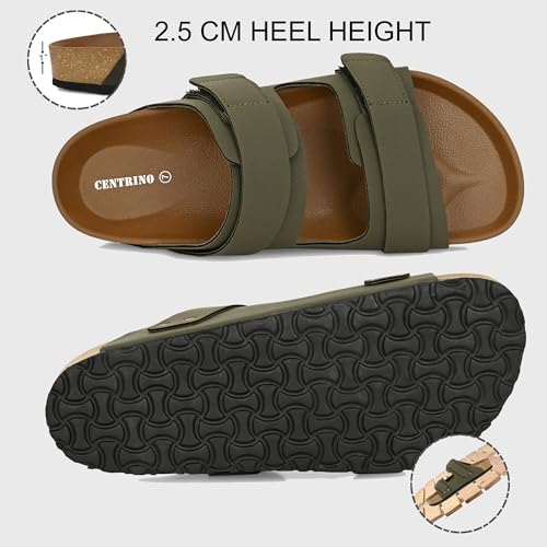Image of Centrino Men's Berkin-Style Slip-On Sandals | Open Toe Design | Soft PU Footbed | Lightweight & Comfortable | Arch Support | On-Grip Sole | Casual Outdoor Wear (9207)