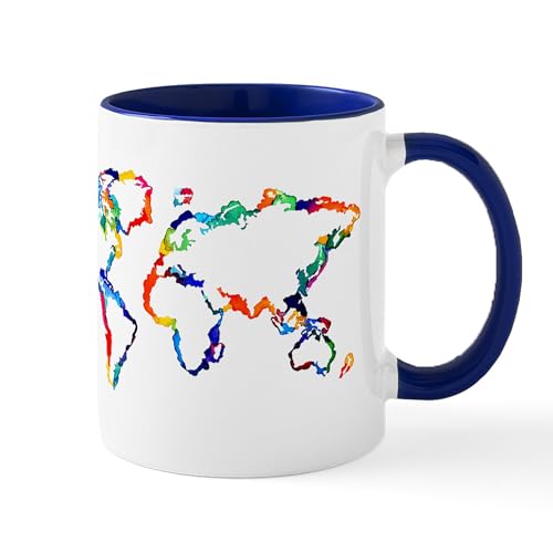 Taza de cerámica con mapa mundial acuarela 11 oz miniatura 1