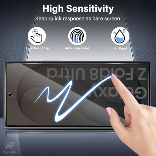 Image of WonRia Pack 1 - Privacy Tempered Glass Compatible with Samsung Galaxy Z Fold 8 Ultra Screen Guard Protector | Anti-Spy | Case Friendly - Installation Kit