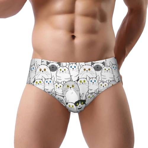 Vosery Mens Underwear - Classic Cute Cartoon Cat Soft Comfort Breathable Classic Fit Men's Bikini Underwear Briefs