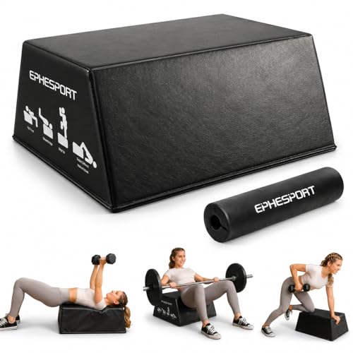 EPHESPORT Hip Thrust Bench for Glute Workout Glute Bridge & Barbell Hip Thrust Equipment with Free Hip Thrust Pad 700LB Non-Slip Home Gym Bench for Bulgarian Split Squats Step-Ups & Core (Black)