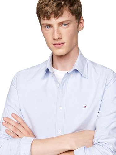 Image of Tommy Hilfiger Men's Long Sleeve Oxford Shirts in Regular Fit, Men's Button Down Shirts, Also Available in Big and Tall