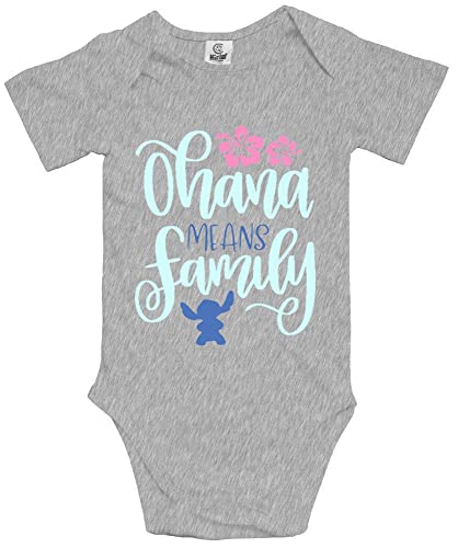 Image of Ohana Means Family Baby Unisex Bodysuit Infant Casual Short Sleeve Clothes Romper D-Gray