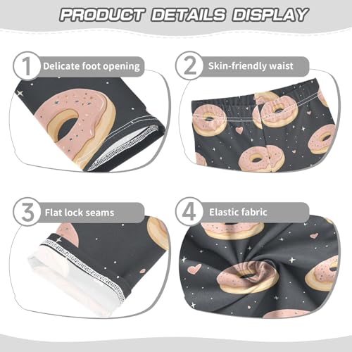 Wusikd Doughnuts Girls' Leggings Toddler Doodles Pink Hearts Kids Yoga Pants Dance Active Tights 4T3