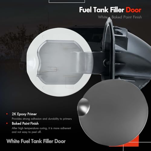 FL3Z-99405A26-BPTM White Fuel Filler Door Cover Gas Fuel Tank Cap Fit for Ford F-150 2015-2020, F-150 Raptor 17-25 Replace# FL3Z99405A26BPTM by Daposhac - Image 8