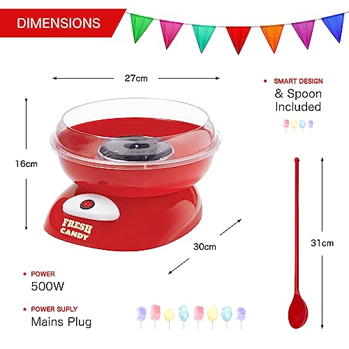 Global Gizmos Candy Floss Machine/Retro Carnival Style Cotton Candy Machine/Spinning Tool Included/Non-Slip Base/Ideal for Kids Party / 30cm x 32cm, 51560