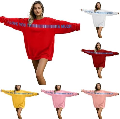 Valentines Sweatshirts Women Fleece Funny Letter Printed Valentine Shirts Cute Oversize Crewneck Long Sleeve Pullover