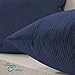 CaliTime Throw Pillow Covers Pack of 2 Ultra Soft Solid Color Corduroy Striped Decorative Cushion Cases for Couch Bed Sofa 18 X 18 Inches Navy Blue