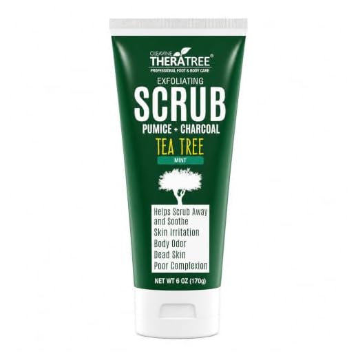 Tea Tree Oil Exfoliating Scrub with Bamboo Charcoal, Neem Oil & Natural Pumice by Oleavine TheraTree