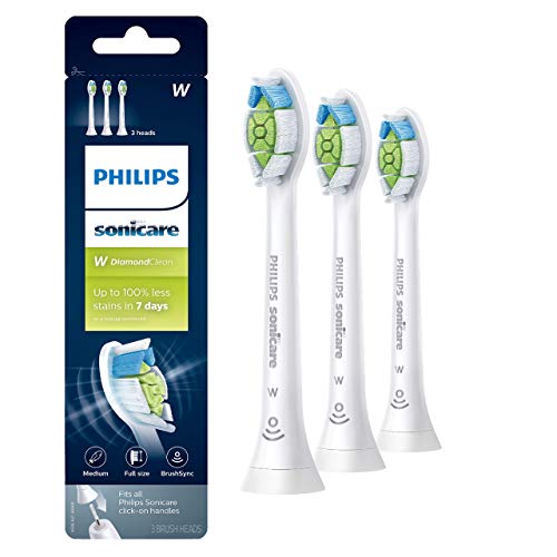 Philips Sonicare W DiamondClean - Genuine Replacement Electric Toothbrush Heads, White, 3 Pack, HX6063/65