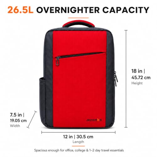Image of CARAMBA CARRYMATE 26.5L Overnighter Laptop Backpack | Water Resistant Travel Bag with 15.6 inch Padded Laptop Sleeve, Trolley Strap & Dual Compartments for Office, Business, College Men & Women