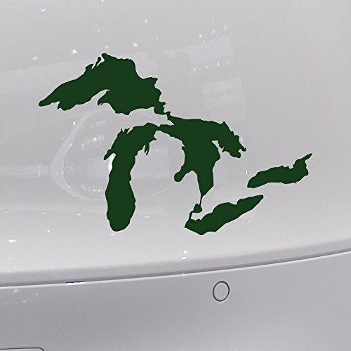 Image of Great Lakes Sticker Michigan Car Decal Premium Heavy-Duty Waterproof Vinyl for Bumpers, Windows, Laptops, Water Bottles or Coolers (Green, 4.75 inch Wide)