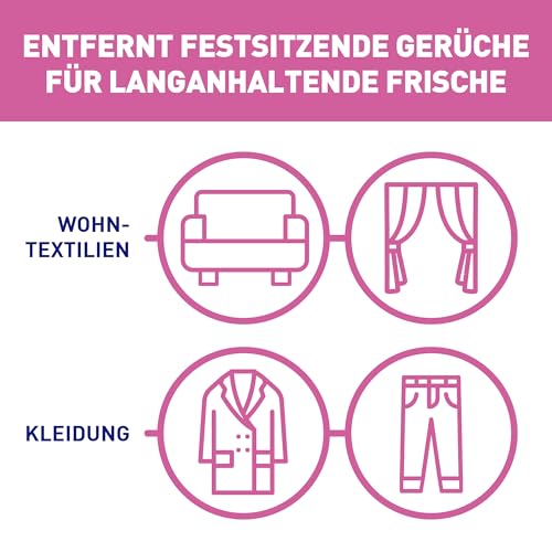 Sagrotan Hygiene-Textilerfrischer Wasserlilie– Entfernt festsitzende Gerüche & geruchsbildende Bakterien – Für Kleidung & Wohntextilien – 3 x 500 ml