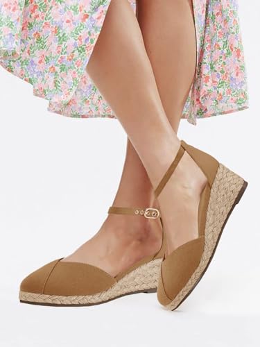 Image of Juliet Holy Womens Espadrilles Sandals Closed Toe Platform Ankle Strap Casual Summer Wedges